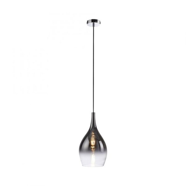 Suspension élégante verre chrome anthracite E27 Ø20 cm