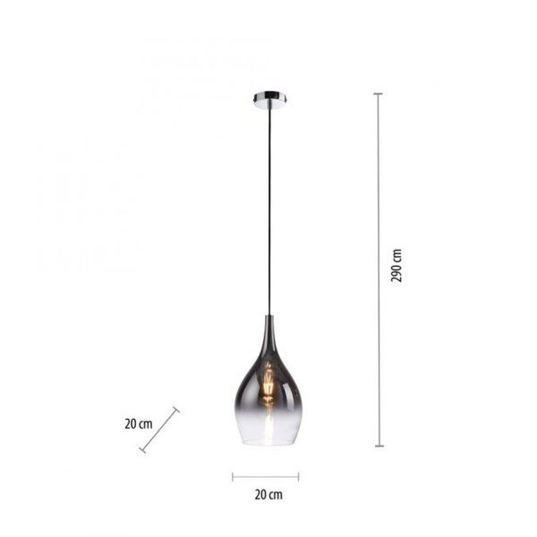 Suspension élégante verre chrome anthracite E27 Ø20 cm