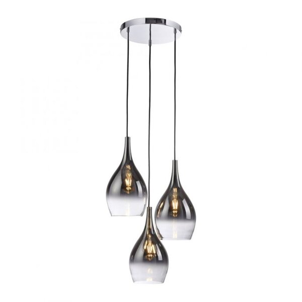 Suspension élégante verre chrome anthracite E27 3-flmg