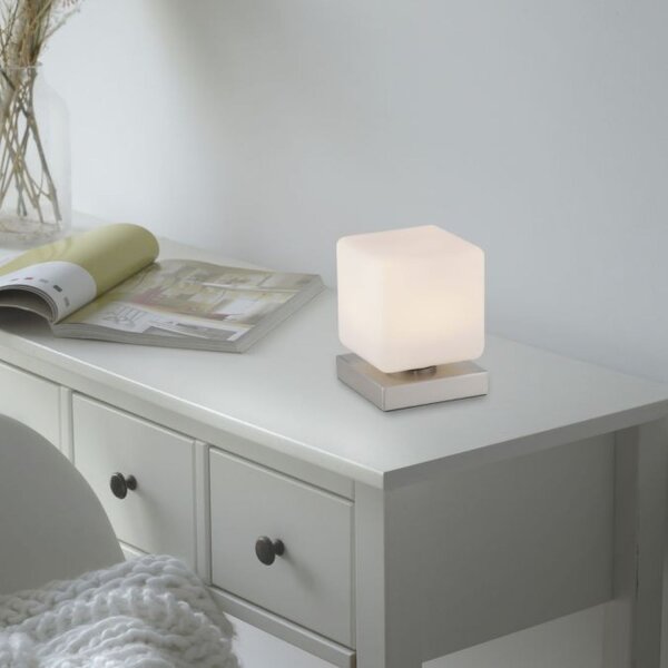 Lampe de table LED verre 16 cm 5 W 580 lm dimmable en acier