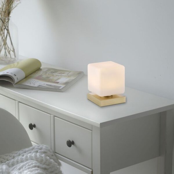 Lampe de table LED verre 16 cm 580 lm dimmable en laiton