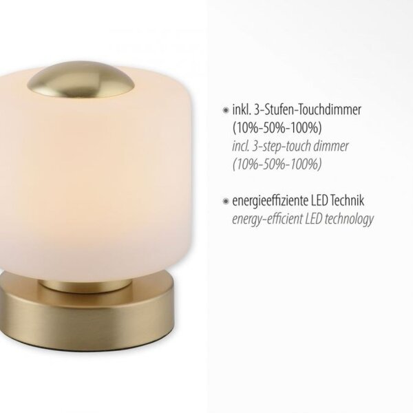 Lampe de table LED Touch à intensité variable 15 cm 3000 K en laiton