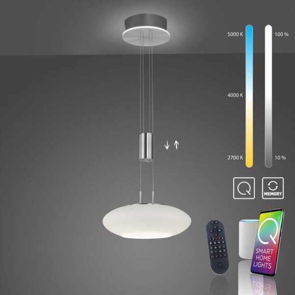 Lampe LED à suspendre Abat-jour en verre dimmable Télécommande 4350 lm