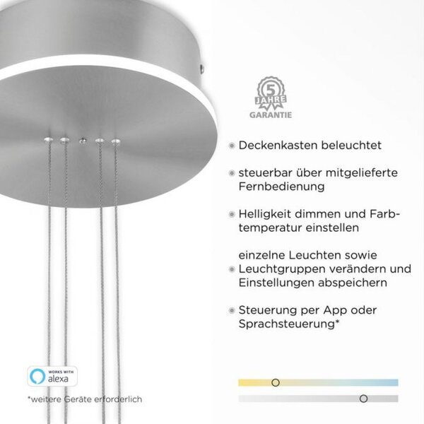 Lampe LED à suspendre Abat-jour en verre dimmable Télécommande 4350 lm