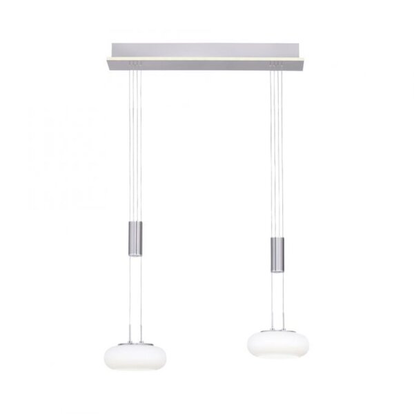 Lampe LED à suspendre verre en acier 2 flammes Télécommande