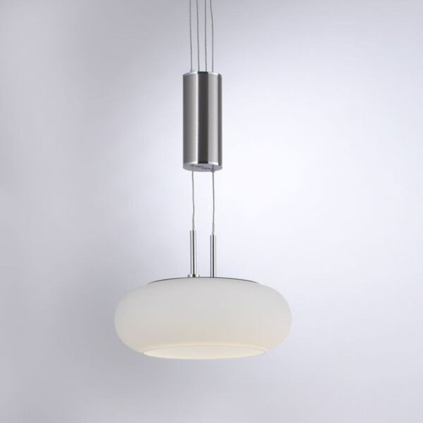 Lampe LED à suspendre verre en acier 2 flammes Télécommande