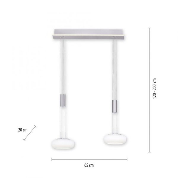 Lampe LED à suspendre verre en acier 2 flammes Télécommande