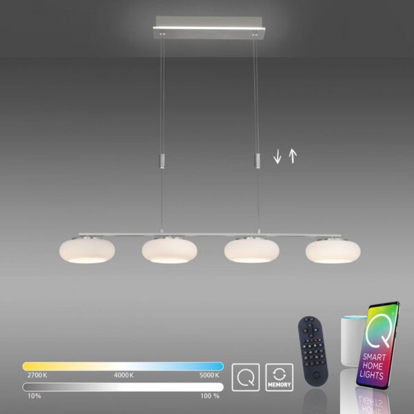 Lampe LED à suspendre verre en acier 108 cm 38 W Télécommande