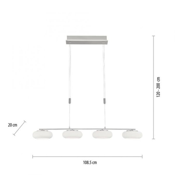 Lampe LED à suspendre verre en acier 108 cm 38 W Télécommande