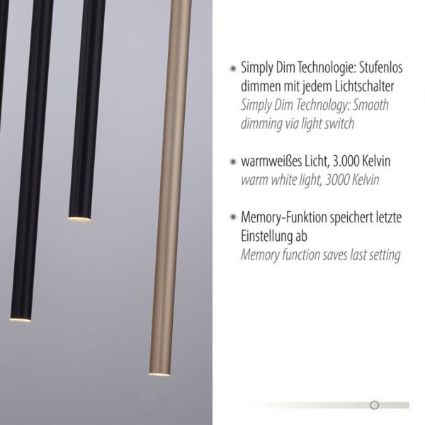 Suspension LED noir laiton métal dimmable