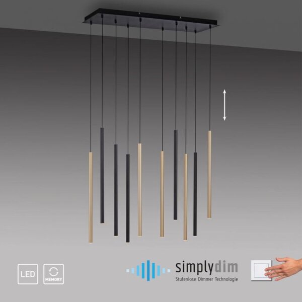 Suspension LED noir laiton métal dimmable