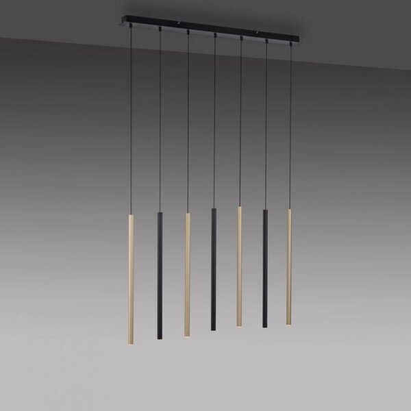 Longue lampe à suspendre LED métal dimmable noir laiton