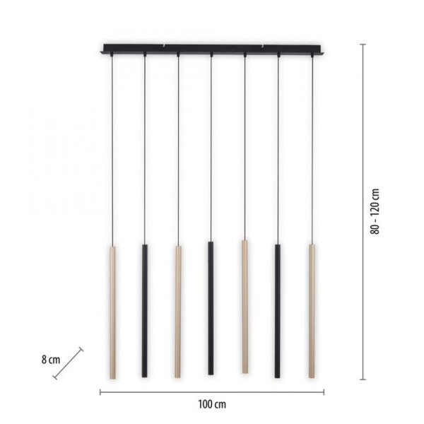 Longue lampe à suspendre LED métal dimmable noir laiton