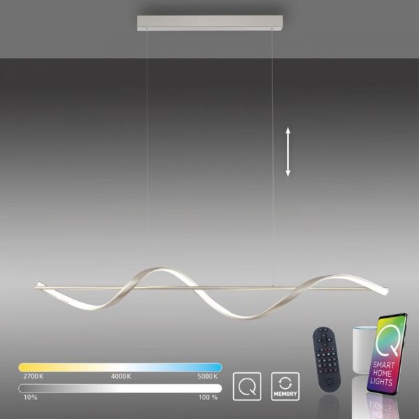 Suspension LED argent Télécommande 121 cm dimmable