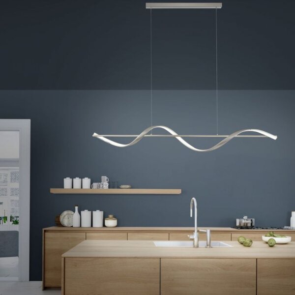Suspension LED argent Télécommande 121 cm dimmable