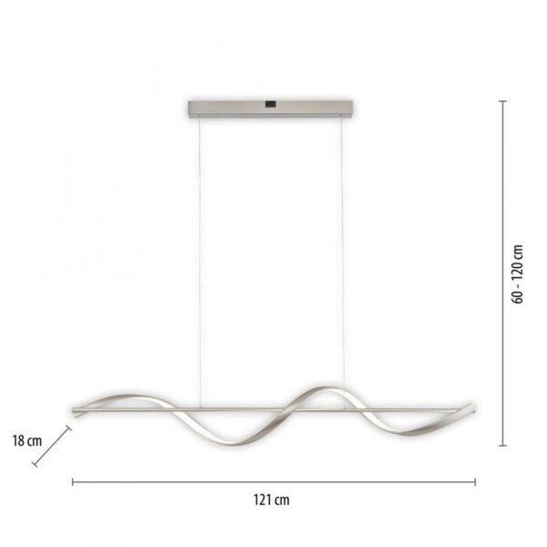 Suspension LED argent Télécommande 121 cm dimmable