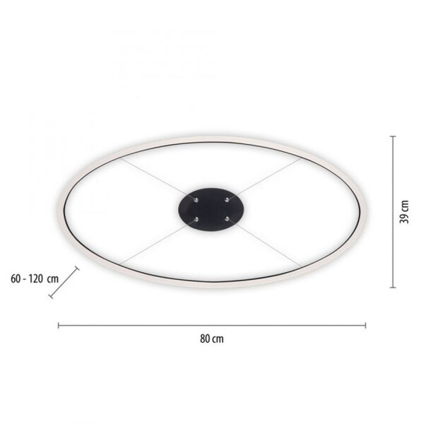 Suspension LED Anthracite ovale 3000 K L:80 cm intensité lumineuse variable