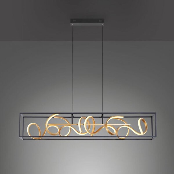 Lampe LED à suspendre Noir Or Métal L:110 cm intensité lumineuse variable