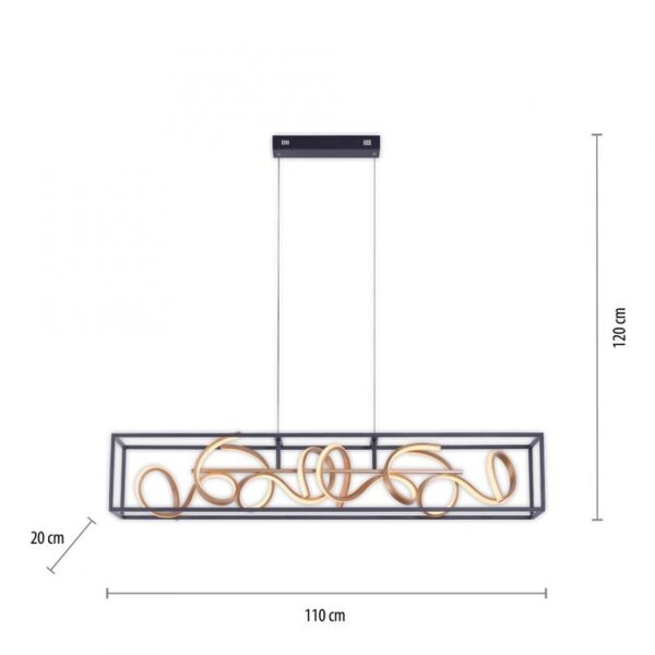 Lampe LED à suspendre Noir Or Métal L:110 cm intensité lumineuse variable