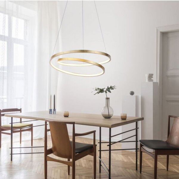 Suspension LED en feuille dor L:55 cm 4000 lm dimmable
