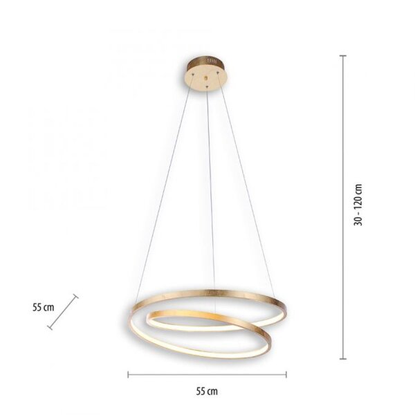 Suspension LED en feuille dor L:55 cm 4000 lm dimmable
