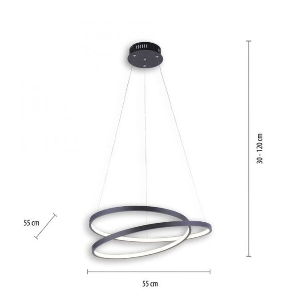 Suspension LED Noir L:55 cm 4000 lm dimmable