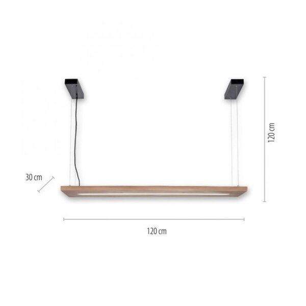 LED Suspension Bois Télécommande L:120 cm dimmable