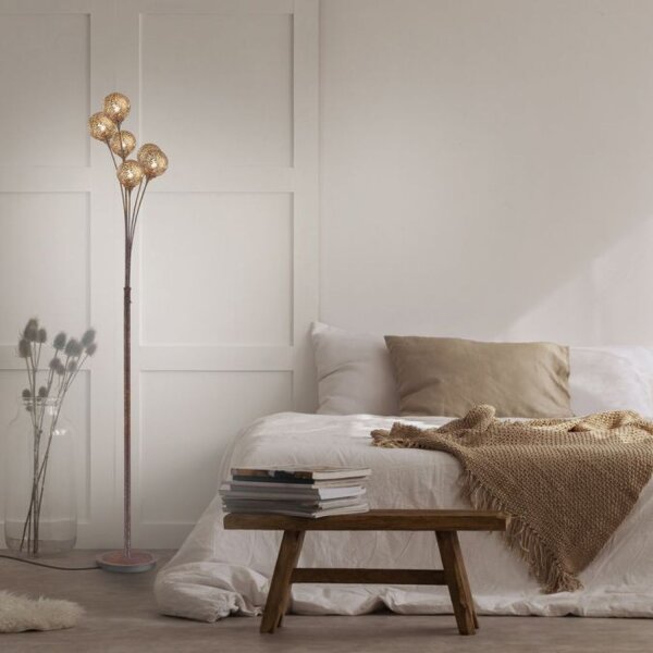 Grand lampadaire en métal brun rouille or 181,2 cm G9 6-flmg