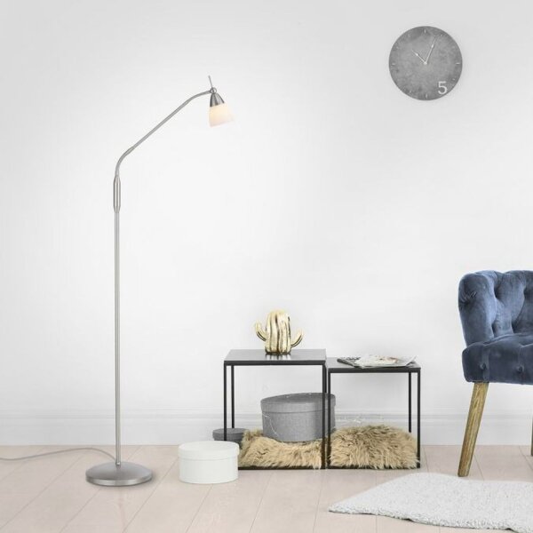 Lampadaire réglable en argent variateur verre 163 cm