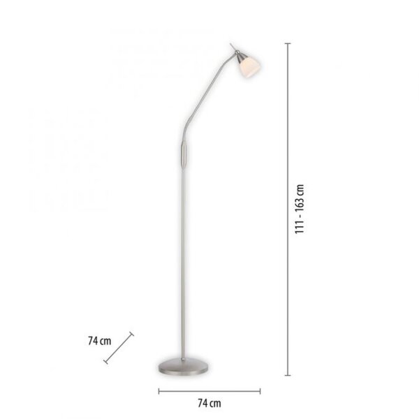 Lampadaire réglable en argent variateur verre 163 cm