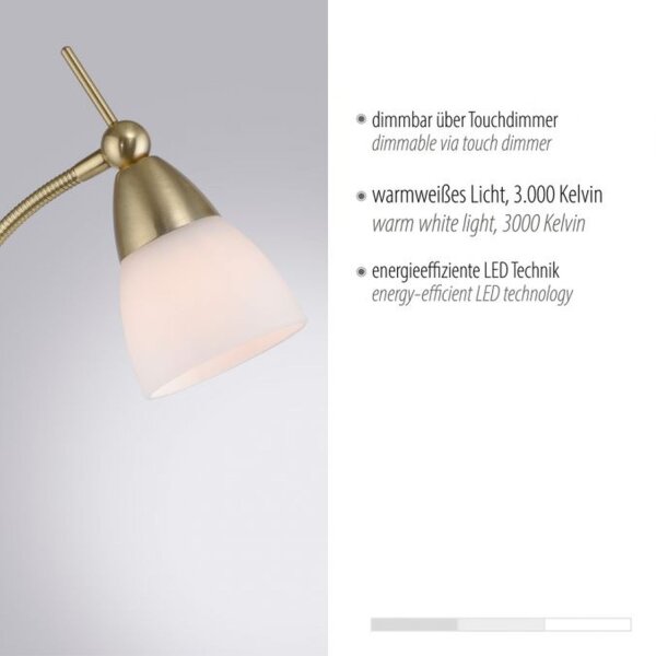 Lampadaire réglable en laiton variateur verre 163 cm
