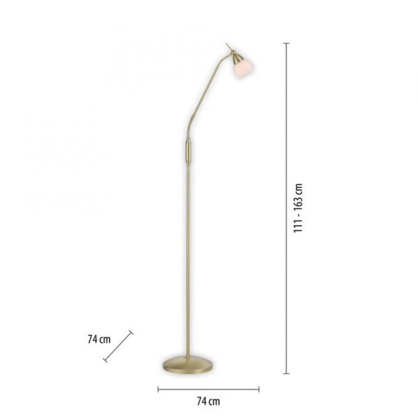 Lampadaire réglable en laiton variateur verre 163 cm
