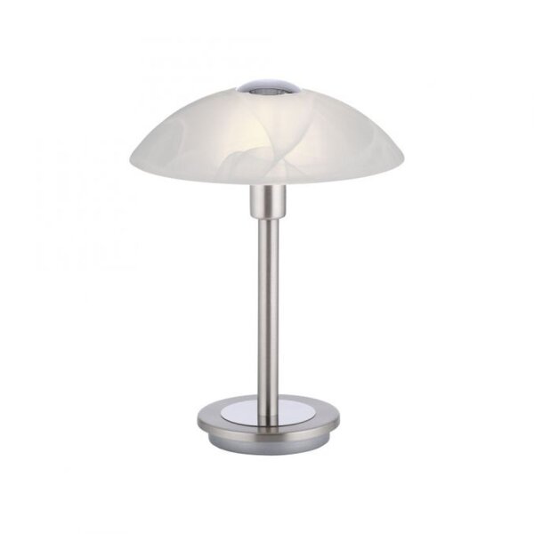 Lampe de table LED à intensité variable en argent Verre albâtre 28 cm