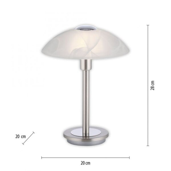 Lampe de table LED à intensité variable en argent Verre albâtre 28 cm