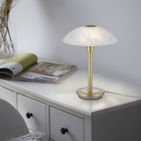 Lampe de table LED à intensité variable en laiton verre albâtre 3 W