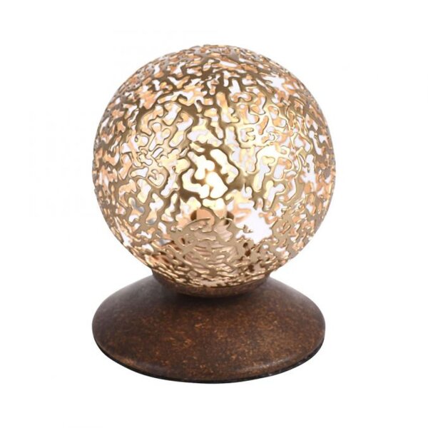 Lampe de table rustique métal brun rouille or 12,5 cm G9