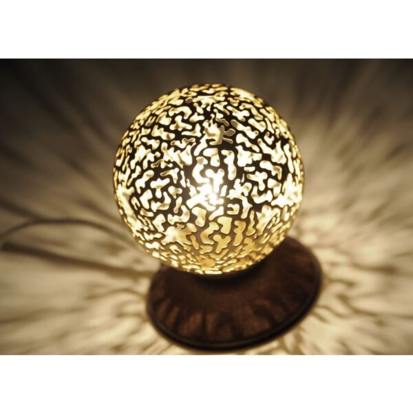 Lampe de table rustique métal brun rouille or 12,5 cm G9