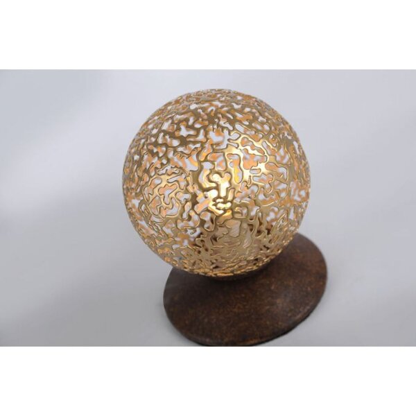 Lampe de table rustique métal brun rouille or 12,5 cm G9