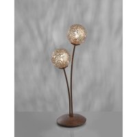 Lampe de table rustique en métal brun rouille or...