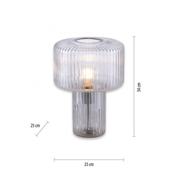 Lampe de table décorative verre strié E27 35 cm champignon rond