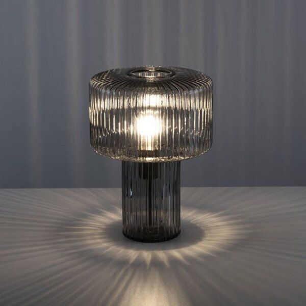 Lampe de table décorative verre fumé E27 35 cm champignon rétro