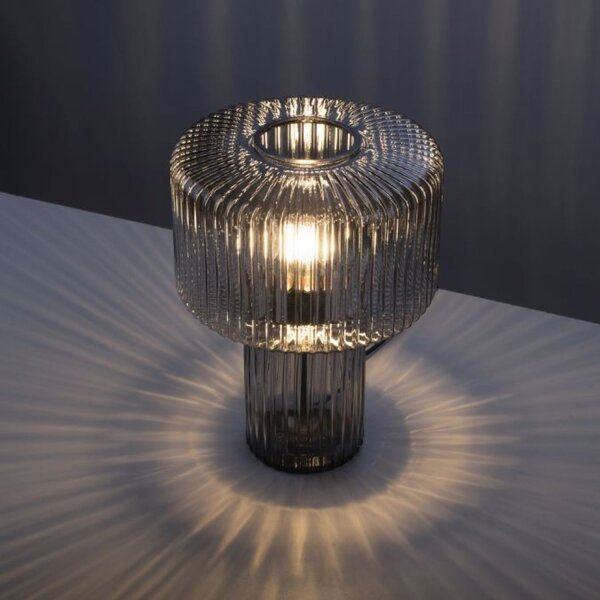 Lampe de table décorative verre fumé E27 35 cm champignon rétro