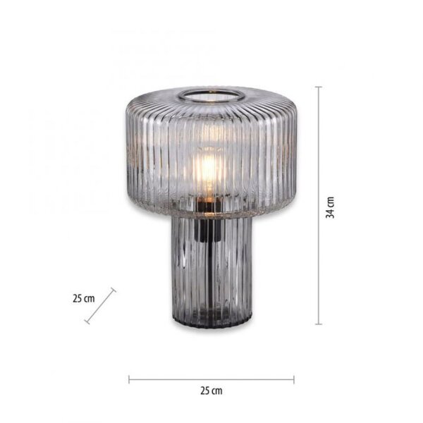 Lampe de table décorative verre fumé E27 35 cm champignon rétro