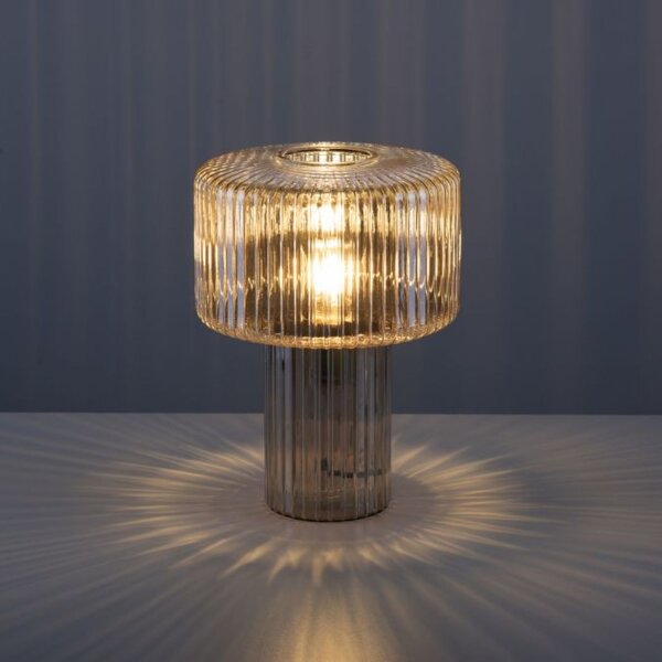 Lampe de table verre en ambre E27 35 cm champignon rétro