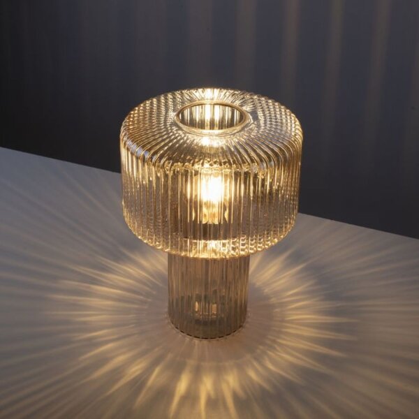 Lampe de table verre en ambre E27 35 cm champignon rétro
