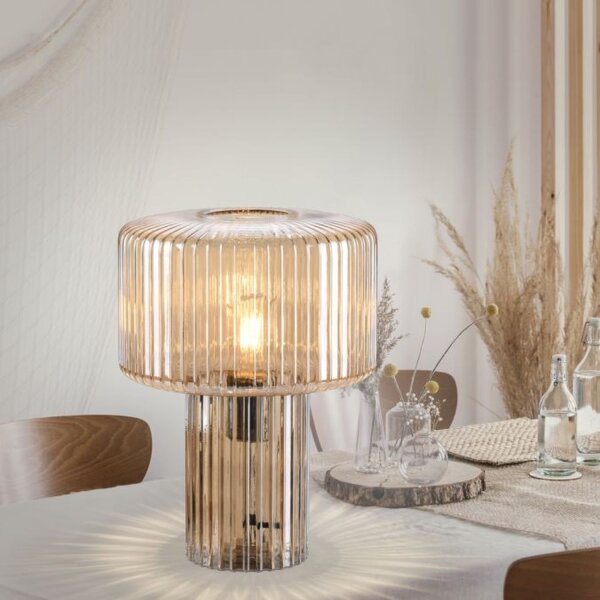 Lampe de table verre en ambre E27 35 cm champignon rétro