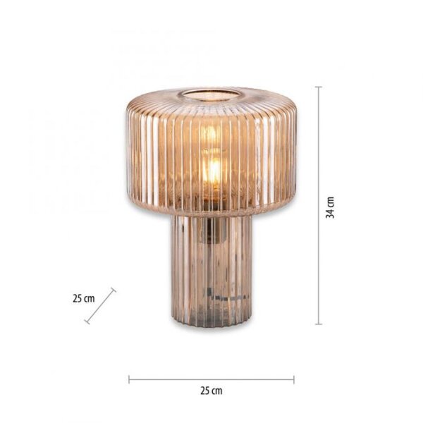 Lampe de table verre en ambre E27 35 cm champignon rétro
