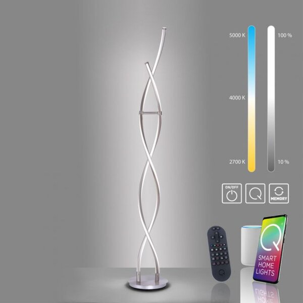 Lampadaire LED Wellen en acier dimmable 53 W 140 cm