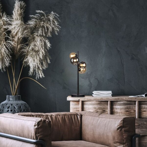 Lampe de table gris fumée ambre 48 cm G9 3000 K verre