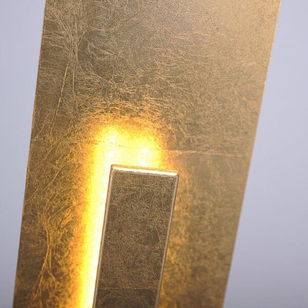 Elégant lampadaire LED blanc chaud 141 cm en feuille dor